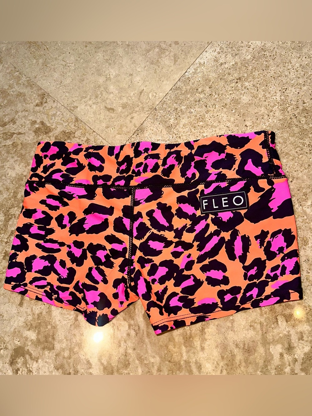 Fleo Neon Orange, Pink & Black Leopard HTF RARE OG Shorts